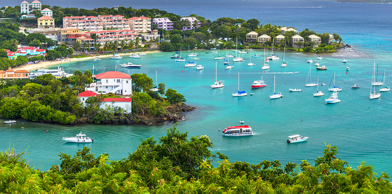 Boats in the turquoise waters of Cruz Bay, St. John